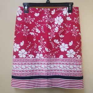 LOFT Red floral skirt